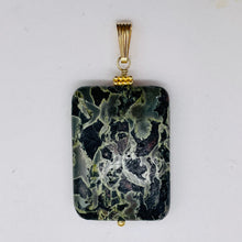Load image into Gallery viewer, Tsunami Stone 14K Gold Filled Rectangle Pendant | 35x25x7.5mm | Green White | 1