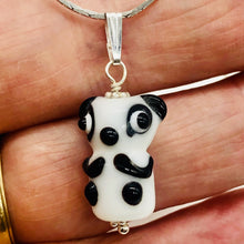 Load image into Gallery viewer, Lampwork Glass Sterling Silver Panda Pendant | 1 1/4" Long | White/Black | 1 |