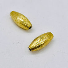 Load image into Gallery viewer, Designer Brushed 22K Vermeil Sterling Silver Rice Beads | 13x5mm | 2 Beads |