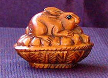 Load image into Gallery viewer, Hoppity Hop Carved Bunny Rabbit Boxwood Ojime/Netsuke Bead - PremiumBead Primary Image 1