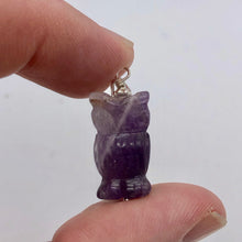 Load image into Gallery viewer, Amethyst Hand Carved Hooting Owl & Sterling Silver 1 3/8" Long Pendant 509297AMS - PremiumBead Alternate Image 9