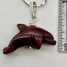 Load image into Gallery viewer, Jasper Dolphin Pendant Necklace | Semi Precious Stone Jewelry | Silver Pendant - PremiumBead Alternate Image 6