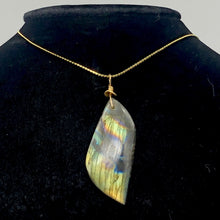 Load image into Gallery viewer, Labradorite 14K Gold Filled Drop Pendant | 2 1/2" Long | Yellow Rainbow |