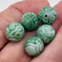 Load image into Gallery viewer, Jade AAA Intricately Carved Round Bead | 14mm | Green | 1 Bead |