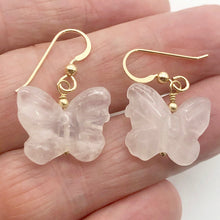 Load image into Gallery viewer, Rose Quartz Butterfly 14Kgf Gold Earrings | Semi Precious Stone Jewelry |