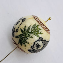 Load image into Gallery viewer, Adorable Hand Carved Panda 20mm Round Bead 10283