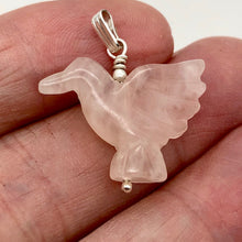 Load image into Gallery viewer, Rose Quartz Dove Pendant Necklace | Semi Precious Stone Jewelry | Silver