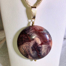 Load image into Gallery viewer, Porcelain Jasper Disc Vermeil Pendant! Purple Swirl!!! 510602C - PremiumBead Primary Image 1