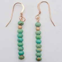 Load image into Gallery viewer, Unique Natural USA Green Turquoise 14K Rose Gold Filled Earrings | 1 1/2" Long |