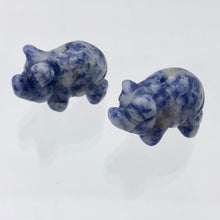 Load image into Gallery viewer, Oink 2 Carved Sodalite Pig Beads | 21x13x9.5mm | Blue - PremiumBead Primary Image 1