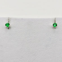 Load image into Gallery viewer, May! Round 3mm Created Green Emerald & 925 Sterling Silver Stud Earrings 10146E - PremiumBead Alternate Image 5
