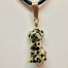 Load image into Gallery viewer, Dalmatian Stone Dog Pendant Necklace|Semi Precious Stone Jewelry|14k Pendant
