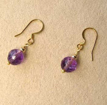 Load image into Gallery viewer, Royal Natural Amethyst 22K Gold Over Solid Sterling Earrings 310453C - PremiumBead Alternate Image 2
