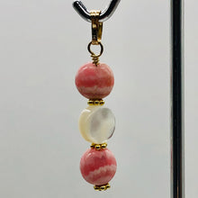 Load image into Gallery viewer, Rhodocrosite/Mother of Pearl 14K Gold Filled Pendant | 11/2" Long | Pink/White |