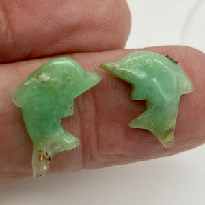 Semi Precious Stone Leaping Carved Dolphin Beads for Jewelry Making Chrysoprase - PremiumBead Alternate Image 2