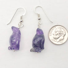 Load image into Gallery viewer, Amethyst Sterling Silver Dangle Penguin Earrings | 1 1/2" Long| Purple | 1 Pair|
