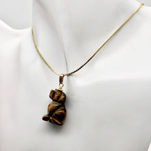 Load image into Gallery viewer, Tiger Eye Dog Pendant Necklace | Semi Precious Stone Jewelry | 14K Gold Filled |