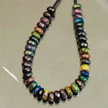 Load image into Gallery viewer, Opal Faceted Red Fire Roundel 4 1/4" Bead Strand | 4.5 mm | Black/Red | 39 Bead|