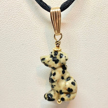 Load image into Gallery viewer, Dalmatian Stone Dog Pendant Necklace|Semi Precious Stone Jewelry|14k Pendant