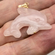 Load image into Gallery viewer, Rose Quartz Carved Dolphin 14K Gold Filled Pendant | 1.5 Inch | Pink |