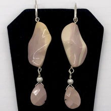 Load image into Gallery viewer, Mookaite Dangle Sterling Silver Lever Back Earrings | 3" Long | Mauve | 1 Pair |