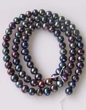 Load image into Gallery viewer, Near Round Blue Peacock 6-5mm FW Pearl Strand 109941 - PremiumBead Primary Image 1