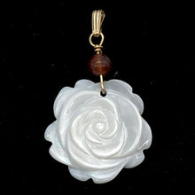 Load image into Gallery viewer, Carved Mother of Pearl Rose 14K Gold Filled Pendant| White | 31mm | 1 5/8" Long|