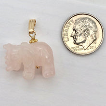 Load image into Gallery viewer, Rose Quartz Elephant Pendant Necklace|Semi Precious Stone Jewelry|Golden Pendant