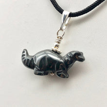 Load image into Gallery viewer, Hematite Diplodocus Dinosaur with Sterling Silver Pendant 509259HMS | 25x11.5x7.5mm (Diplodocus), 5.5mm (Bail Opening), 7/8" (Long) | Grey - PremiumBead Alternate Image 9