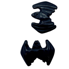 Load image into Gallery viewer, Halloween 2 Hand Carved Hematite Bat Beads | 21x16x5mm | Silver black
