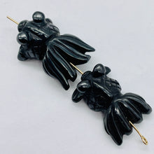 Load image into Gallery viewer, Wondrous 2 Carved Hematite Gold Fish Beads