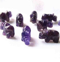 Load image into Gallery viewer, Amethyst Rhinoceros Animal Figurine Worry Stone | 20x13x8mm | Purple