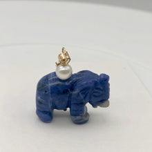 Load image into Gallery viewer, Wild Hand Carved Sodalite Elephant 14 Kgf Pendant |21x16x8mm| Blue| 1 1/4" long| - PremiumBead Alternate Image 3