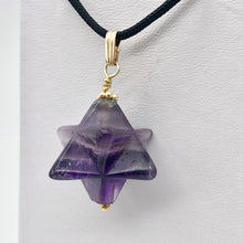Load image into Gallery viewer, Kabbalah Carved Amethyst Merkaba Star and 14K Gold Filled Pendant 509288AMG - PremiumBead Alternate Image 7