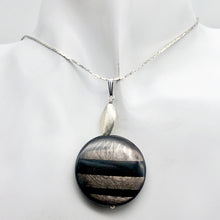 Load image into Gallery viewer, Silver Mirrors Hypersthene 29x7mm Disc Sterling Silver Pendant | 2"Long |