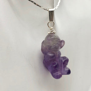 Swingin' Hand Carved Amethyst Monkey and Sterling Silver Pendant 509270AMS - PremiumBead Alternate Image 2