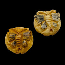Load image into Gallery viewer, 2 Carved Butterfly/Rose Waterbuffalo Bone Beads 7553
