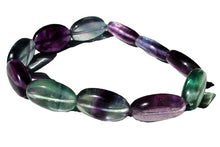 Load image into Gallery viewer, Unique! Multi-Hue Fluorite Flat Oval Bead Bracelet 5429B