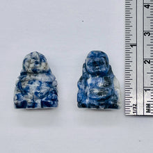 Load image into Gallery viewer, Namaste 2 Hand Carved Sodalite Buddha Beads | 18.5x16x9.5mm | Blue white