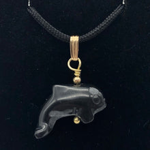 Load image into Gallery viewer, Happy Obsidian Orca Whale 14K Gold Filled 1.06" Long Pendant 509301ORG - PremiumBead Alternate Image 2