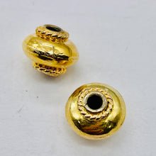 Load image into Gallery viewer, Vermeil Sterling Silver Decorator Round Beads | 12x8 mm | Gold | 2 Beads |