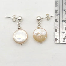 Load image into Gallery viewer, Natural Peach Coin FW Pearl Post Earrings | 1" Long | Peach | 1 Pair |