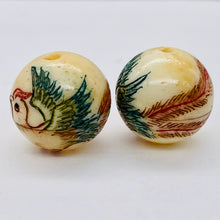 Load image into Gallery viewer, 1 Scrimshaw Firebird Waterbuffalo Bone 14mm Phoenix Bead 10522