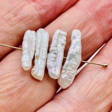 Load image into Gallery viewer, 4 Creamy White Center-Drilled FW Stick Pearls 6849