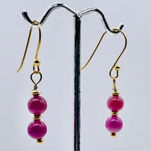 Load image into Gallery viewer, Sapphire 14K Rose Gold Filled Drop Earrings | 1 1/2" Long | Purple | 1 Pair |