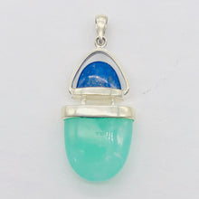Load image into Gallery viewer, Lapis Lazuli Chrysoprase Sterling Silver Pendant | 1 1/2" Long | Green/Blue |