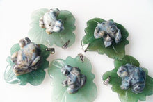 Load image into Gallery viewer, Ribbit 1 Lapis Frog On Aventurine Lily Pad Sterling Pendant | 28x28.5x11mm |