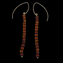 Load image into Gallery viewer, Amber 5 Beads 14K Gold Filled Drop/Dangle Earrings | 1 3/4" Long | Red |