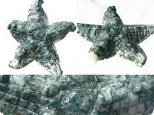 Load image into Gallery viewer, Tree Agate Hand Carved Starfish Pendant Bead | 61x57x11mm | White with Forst Green - PremiumBead Primary Image 1