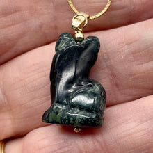 Load image into Gallery viewer, Adorable! Kambaba Jasper Carved Sitting Cat 14K Gold Filled Pendant